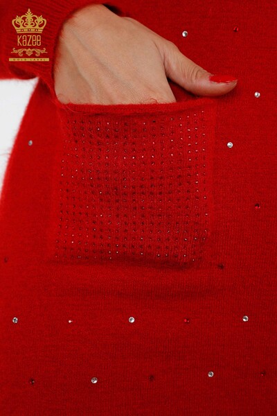 Großhandel Angora-Tunika Damen im - Stein bestickt - Zwei Taschendetails - 18876 | KAZEE - 8