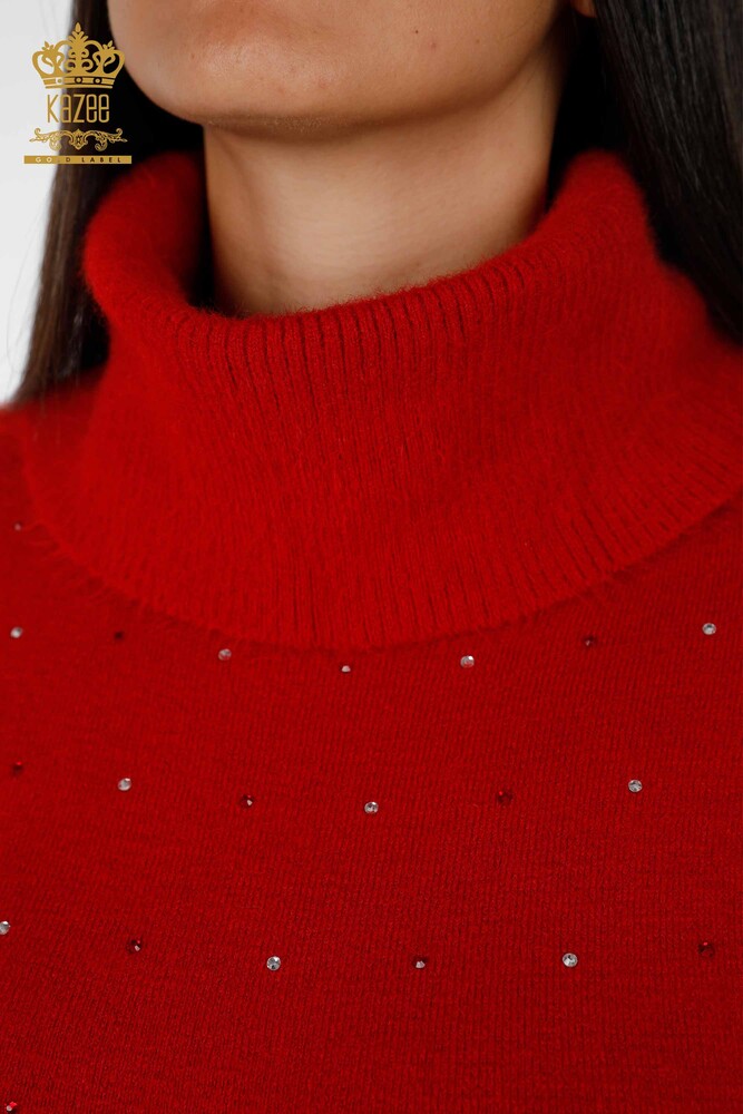 Großhandel Angora-Tunika Damen im - Stein bestickt - Zwei Taschendetails - 18876 | KAZEE - 10