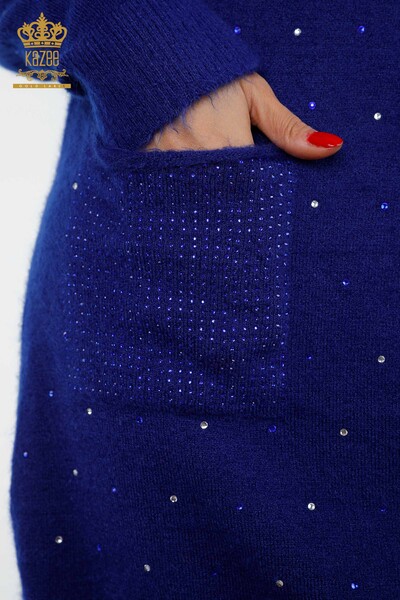 Großhandel Angora-Tunika Damen im - Stein bestickt - Zwei Taschendetails - 18876 | KAZEE - 14