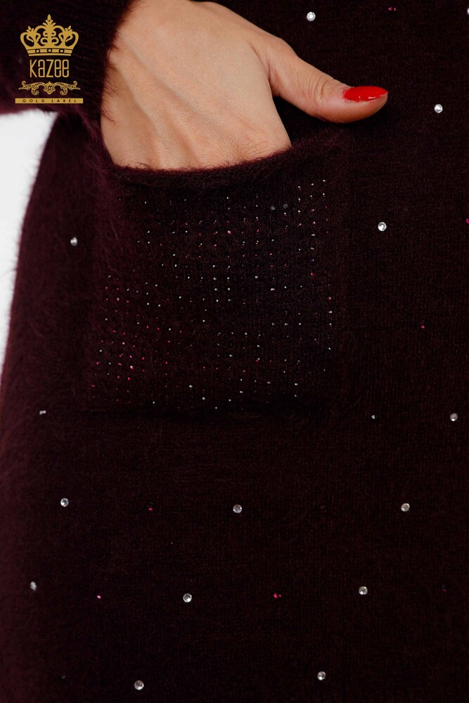 Großhandel Angora-Tunika Damen im - Stein bestickt - Zwei Taschendetails - 18876 | KAZEE - 20