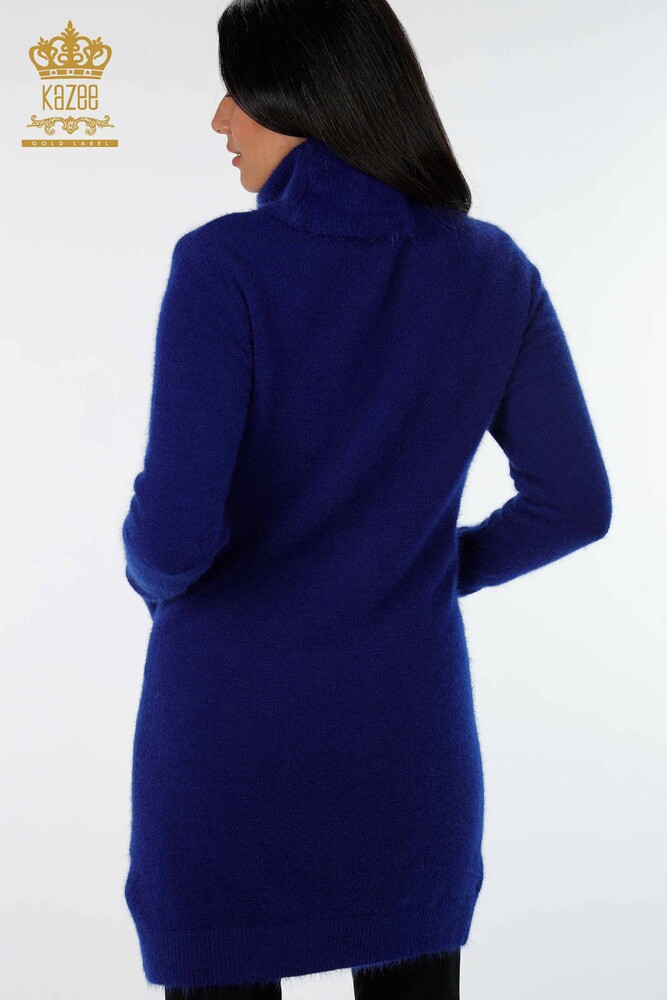 Großhandel Damen Angora-Tunika - Tigermuster - Stein bestickt - Tasche - 18880 | KAZEE - 18