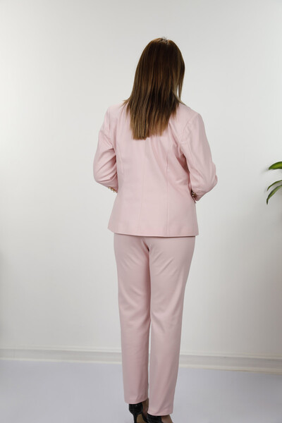 Großhandel Damen Anzug - Baumwolle - Taschen Gürtel detailliert - Klassisch - 7712 | KAZEE - Thumbnail