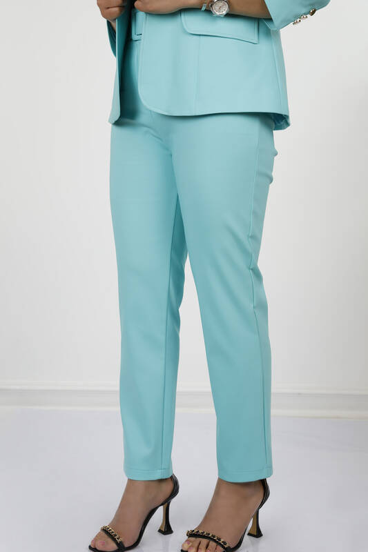 Großhandel Damen Anzug - Baumwolle - Taschen Gürtel detailliert - Klassisch - 7712 | KAZEE