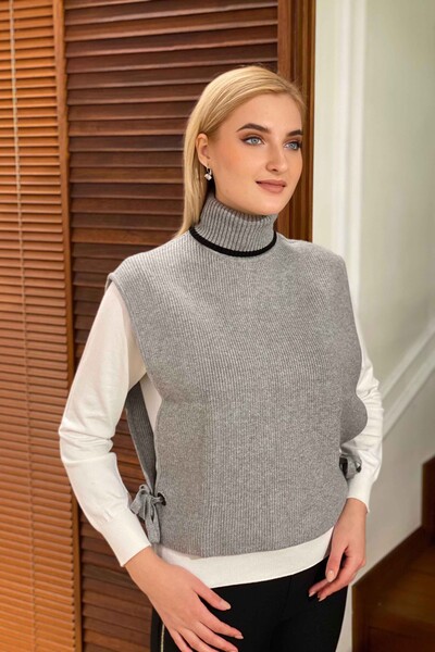 Großhandel Damen Pullover - Rollkragenpullover - Offene Seiten - 15424 | KAZEE - Thumbnail
