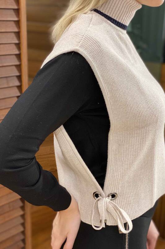 Großhandel Damen Pullover - Rollkragenpullover - Offene Seiten - 15424 | KAZEE