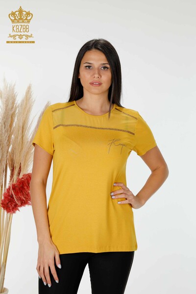 Großhandel Damenbluse American Model Saffron - 78857 | KAZEE - Thumbnail