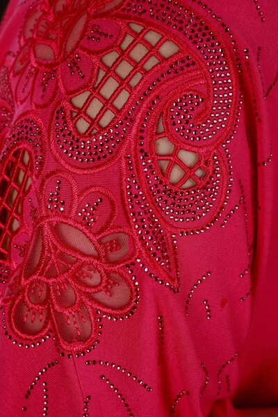 Großhandel Damen Bluse im - Ärmel detailliert - Steinbestickt - 78903 | KAZEE - Thumbnail