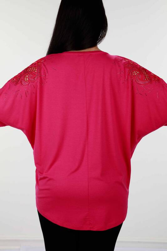 Großhandel Damen Bluse im - Ärmel detailliert - Steinbestickt - 78903 | KAZEE