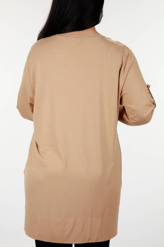 Großhandel Damen Bluse - Ärmel Knopf detail - Steinbestickt - 78912 | KAZEE
