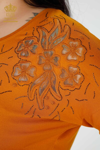 Großhandel Damenbluse mit Blumenmuster Taba - 77950 | KAZEE - 4