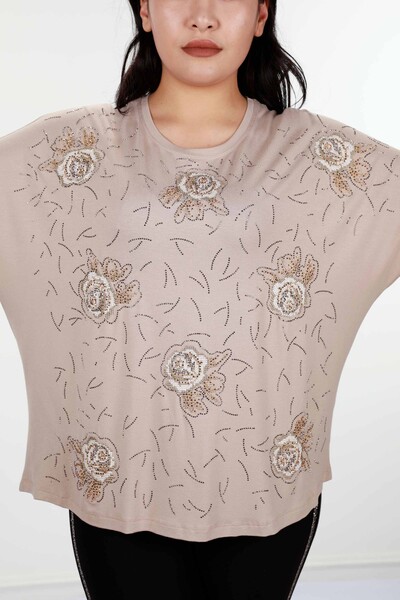 Großhandel Damen Bluse - Blumen bestickt - Stein bestickt - 78898 | KAZEE - Thumbnail