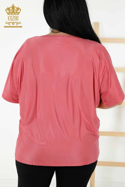 Großhandel Damenbluse - Blumenmuster - Puder - 77802 | KAZEE - 7