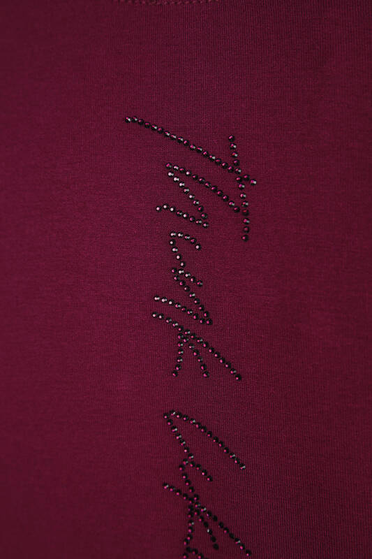 Großhandel Damen Bluse im - Detaillierter Text - Rundhalsausschnitt - Langarm - 77962 | KAZEE