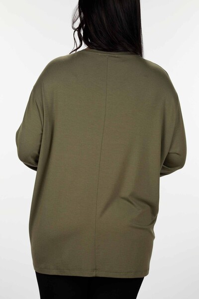 Großhandel Damen Bluse im - mit Kristall steinen bestickt - Übergröße - Fledermausärmel – 77993 | KAZEE - Thumbnail