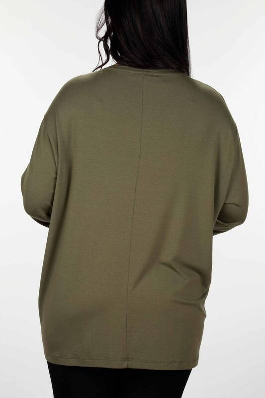 Großhandel Damen Bluse im - mit Kristall steinen bestickt - Übergröße - Fledermausärmel – 77993 | KAZEE