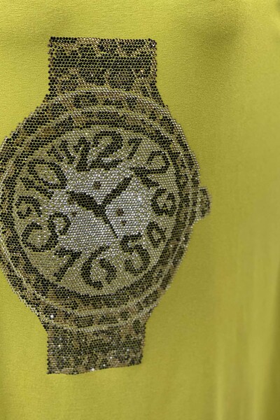 Großhandel Damen Bluse im – Uhrenmuster – Leoparden-Detail – 77747 | KAZEE - Thumbnail
