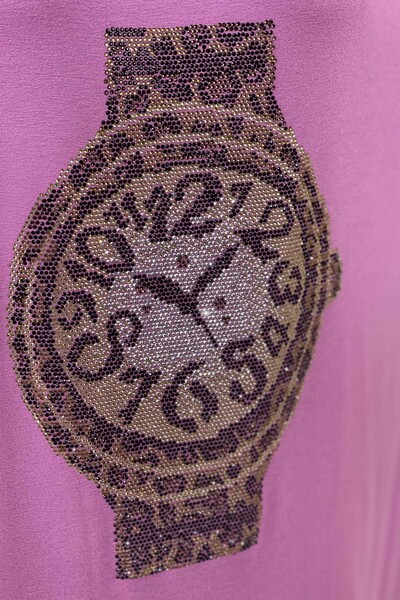 Großhandel Damen Bluse im – Uhrenmuster – Leoparden-Detail – 77747 | KAZEE - Thumbnail