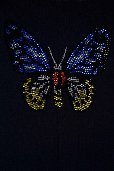 Großhandel Damen Bluse - Kurzarm - Stein bestickt - Schmetterlings detail – 78904 | KAZEE - Thumbnail