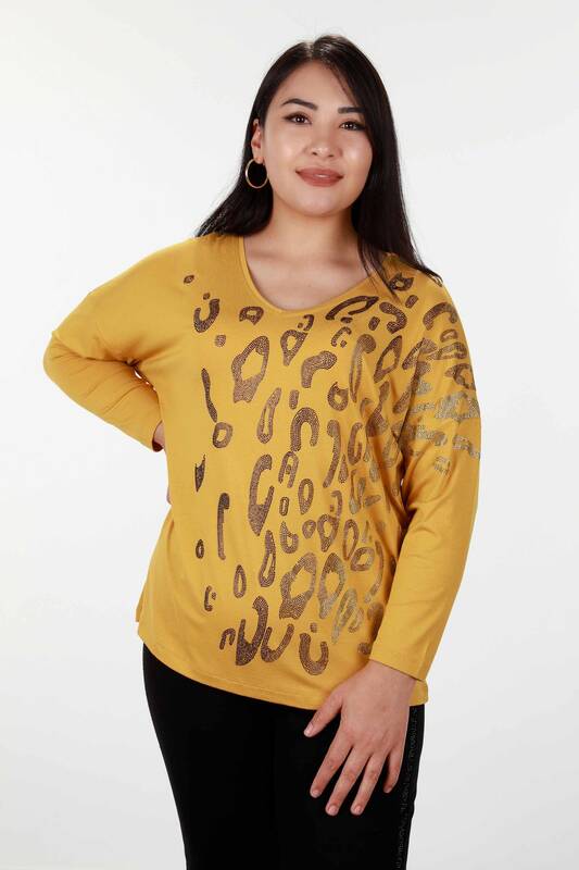 Großhandel Damen Bluse - Leoparden stickerei - Langarm - 78910 | KAZEE