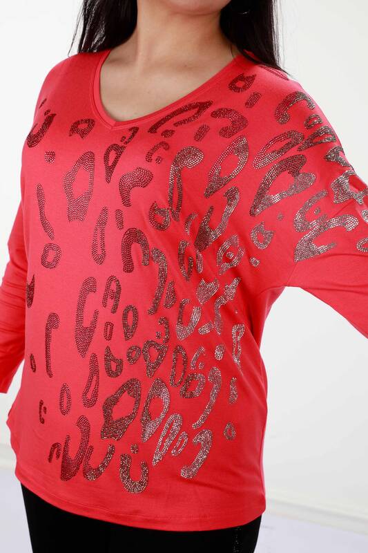 Großhandel Damen Bluse - Leoparden stickerei - Langarm - 78910 | KAZEE