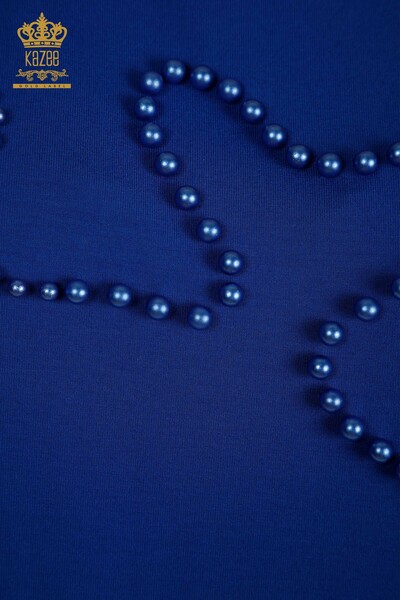 Großhandel Damen Bluse - Perlen bestickt - Saks - 79196 | KAZEE - Thumbnail