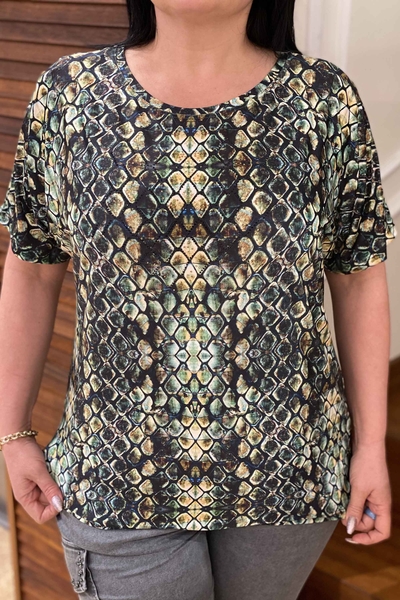 Großhandel Damen bluse - Rundhalsausschnitt - Digitaldruck - 77355 | Kazee - Thumbnail
