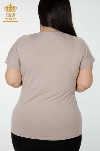 Großhandel Damenbluse - Schmetterlingsmuster - Beige - 78956 | KAZEE - 6