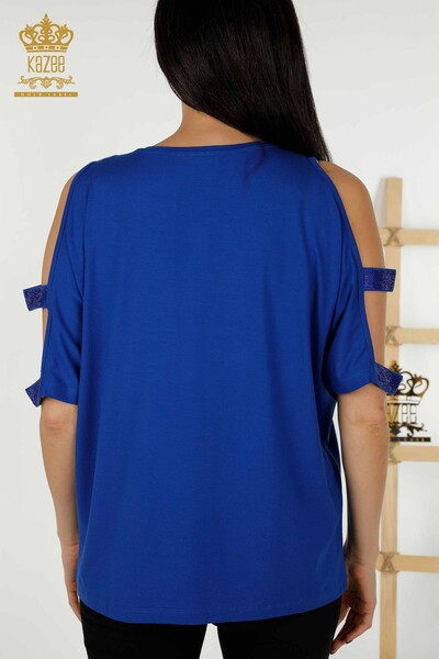 Großhandel Damen bluse - Schulter details - Saks - 79289 | KAZEE - Thumbnail