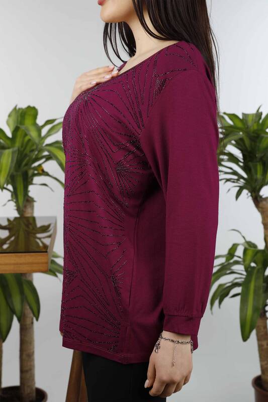 Großhandel Damen Bluse im - Stein bestickt - Gesticktes Muster - 77911 | KAZEE