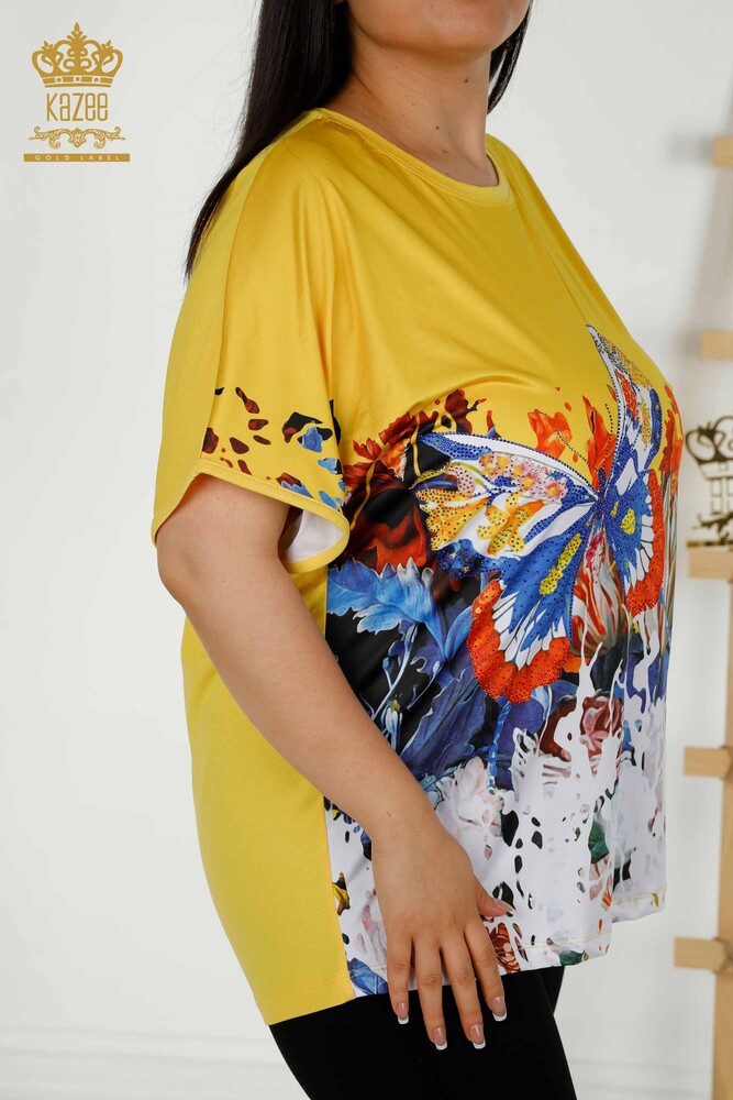 Großhandel Damen bluse - Stein bestickt - Digital - 12101 | KAZEE - 7