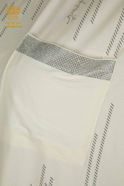 Großhandel Damen bluse - Taschen details - Ecru - 79140 | KAZEE - Thumbnail