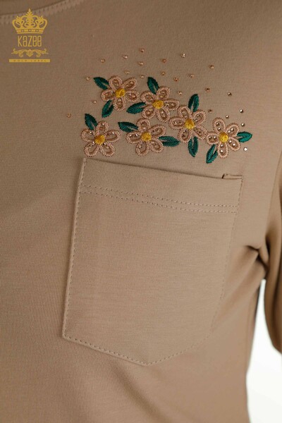 Großhandel Damen Bluse - Taschen details - Puder - 79477 | KAZEE - 3