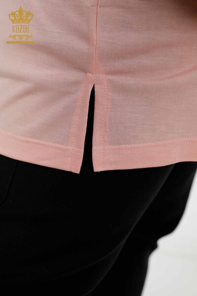 Großhandel Damenbluse - Tigermuster - Lang - Puder - 77652 | KAZEE - 7