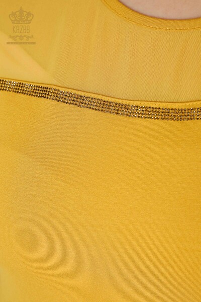 Großhandel Damen Bluse Tüll detaillierte Safran-78996 / KAZEE - 6