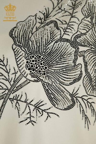 Großhandel Damenbluse - Tüll Detaillierter - Ecru - 79298 | KAZEE - Thumbnail
