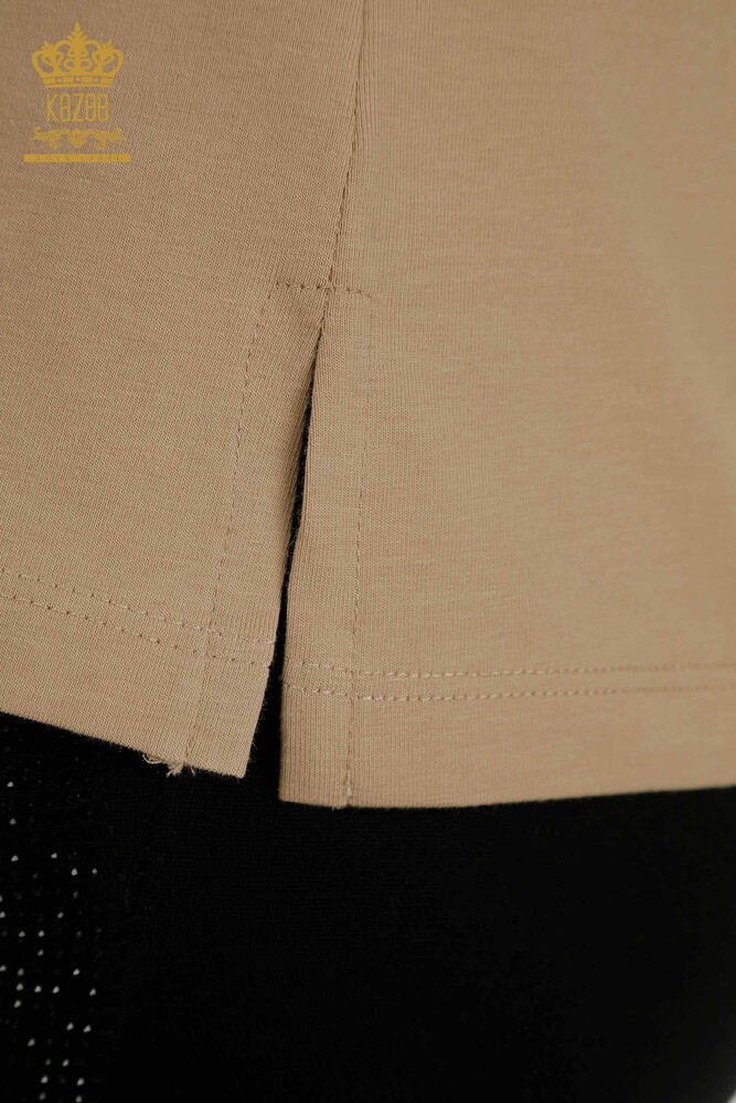 Großhandel Damen Bluse - V-Ausschnitt - Beige - 79564 | KAZEE - 6