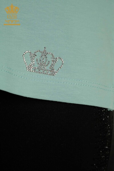 Großhandel Damen Bluse - V-Ausschnitt - Mint - 79564 | KAZEE - 5