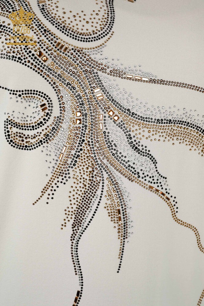 Großhandel Damen Bluse - Zwei Taschen - Ecru - 79294 | KAZEE - 3