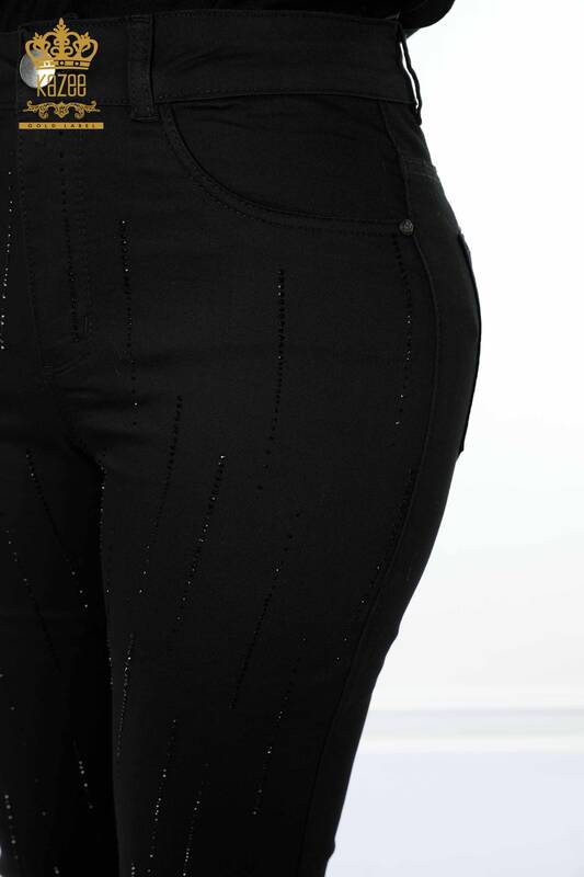 Großhandel Damen jeans - Stein bestickt - Schwarz - 3598 | KAZEE