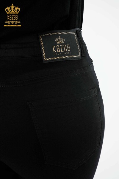 Großhandel Damen jeans - Stein bestickt - Schwarz - 3598 | KAZEE - Thumbnail