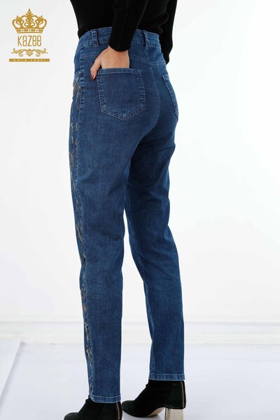 Großhandel Damen jeans - Streifen - Bunt Stein bestickt - Taschen - 3544 | KAZEE - Thumbnail