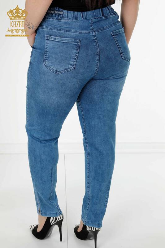 Großhandel Damen Hose jeans - Elastische Taille - Blau - 3696 | KAZEE