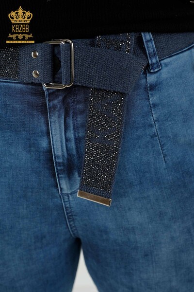 Großhandel Damen Jeans Blau Mit Tasche - 3686 | KAZEE - Thumbnail (2)