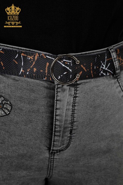 Großhandel Damenjeans - Tiger muster - Grau - 3465 | KAZEE - 5