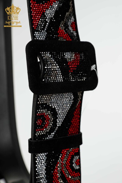 Großhandel Damen Gürtel - Stein bestickt - Rot - 535 | KAZEE - 5