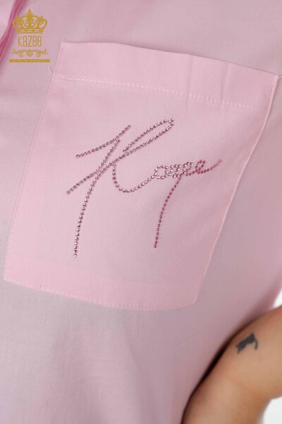 Großhandel Damenhemd Halber Knopf Rosa - 20130 | KAZEE - Thumbnail