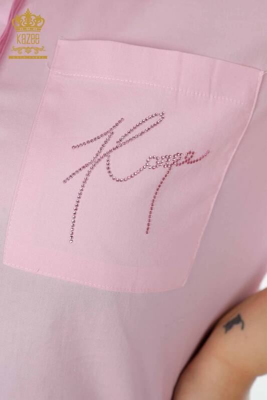 Großhandel Damenhemd Halber Knopf Rosa - 20130 | KAZEE