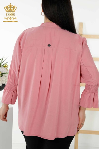 Großhandel Damenhemd - Halber Knopf detailliert - Getrocknete Rose - 20316 | KAZEE - Thumbnail