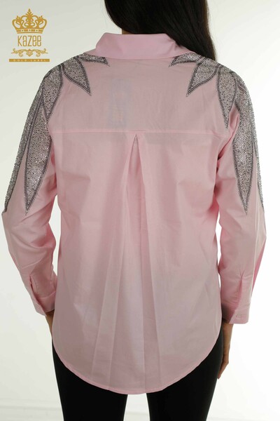 Großhandel Damen-Hemd im - Schulter Details - Rosa - 20478 | KAZEE - Thumbnail