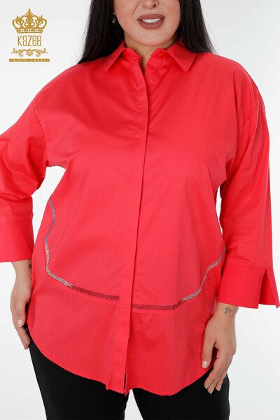 Großhandel Damenhemd - Gemusterter Rücken - Fuchsia - 20006 | KAZEE - Thumbnail